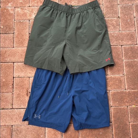 Under Armour Men's Athletic Shorts - Olive and Navy BUNDLE OF 2 - Picture 1 of 5